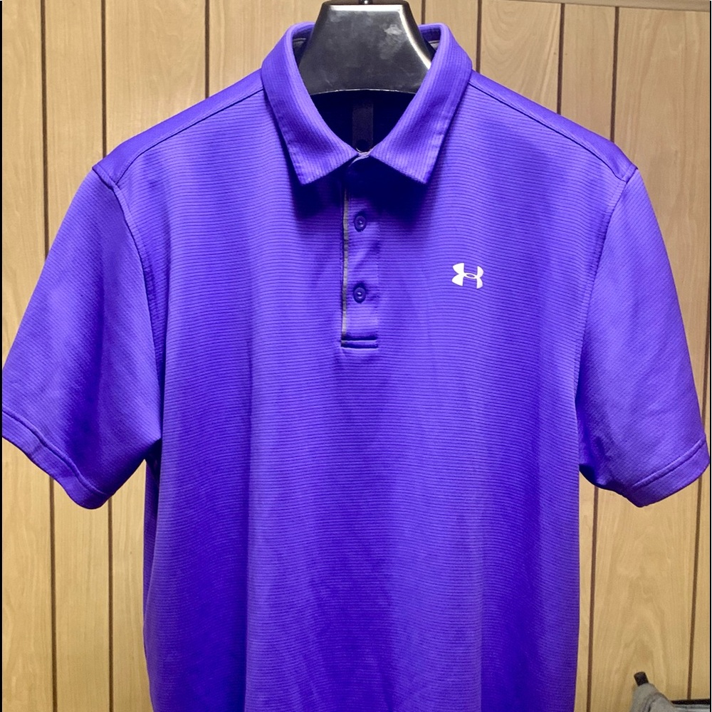 SOLD!!! Mens Under Armour Loose Fit Heat Gear Short Sleeve Polo Shirt Purple XXL